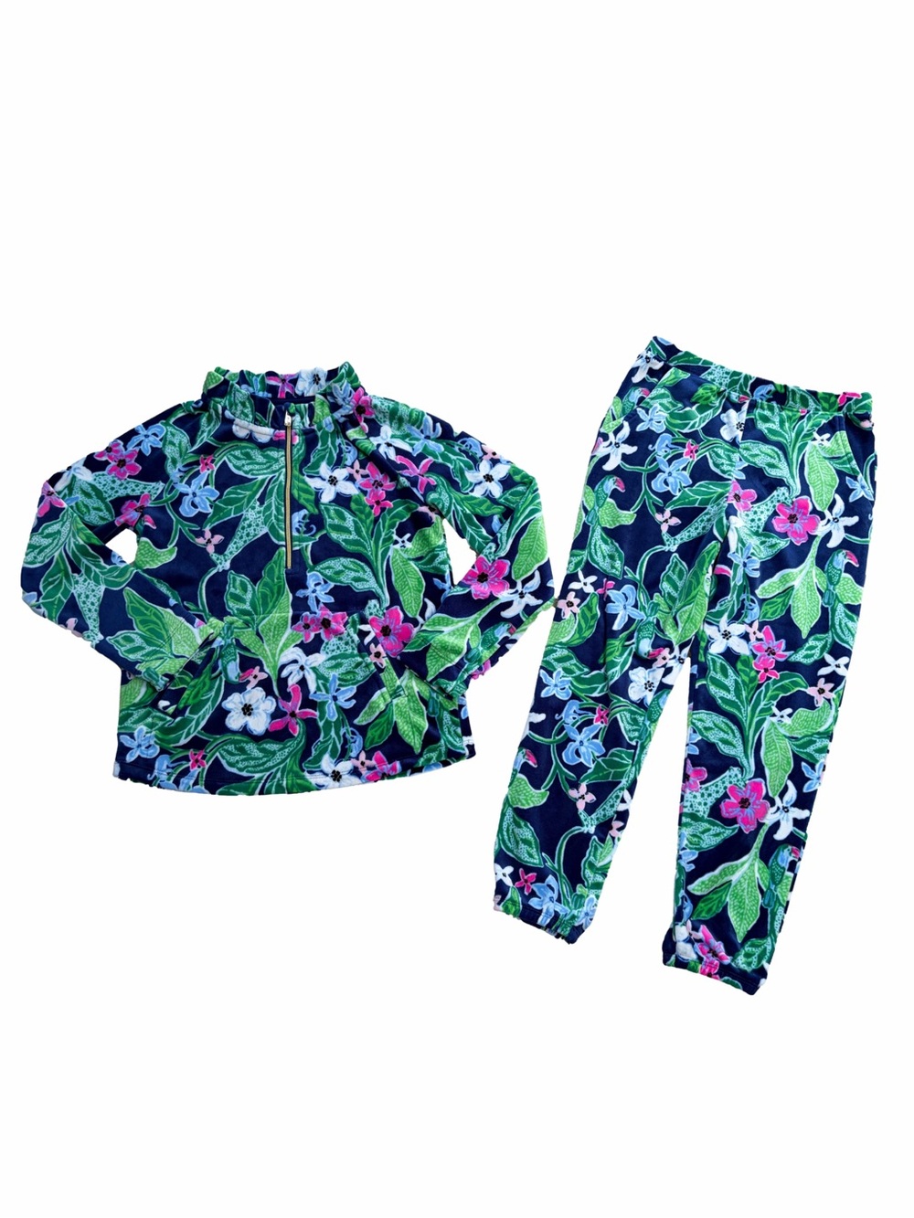 Lilly Pulitzer Size Medium, 6-7 Little Skipper Velour Popover & Mallie Pants Set